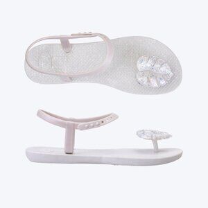 ZHOELALA — Sandals Comfort "TROPICAL LEAVES" • Pearl White